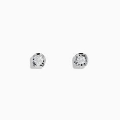 Effy 925 Sterling Silver Diamond Stud Earrings Sterling Silver White Brilliant Cut Earrings, White Sterling Silver Earrings Brilliant Cut, White Brilliant Cut Sterling Silver Earrings, Timeless White Diamond Earrings In Sterling Silver, Timeless White Sterling Silver Diamond Earrings, Classic Drop Earrings With Polished Finish, Minimalist White Gold Round Earrings, Classic Sterling Silver Jewelry With Single Diamond, Classic Anniversary Earrings With Polished Finish