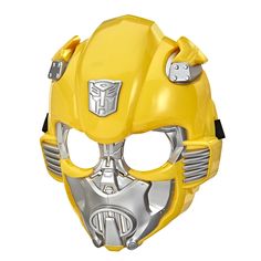 a yellow helmet with silver accents on the front and side, as if it were part of a sci - fi movie