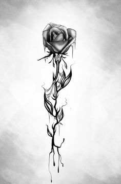 a black and white drawing of a rose