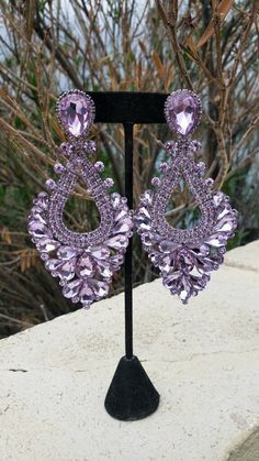 Purple lavender earrings Purple Rhinestone Crystal Earrings For Party, Purple Sparkling Stones Earrings For Party, Elegant Lavender Crystal Earrings For Party, Elegant Purple Crystal Earrings For Evening, Purple Party Earrings With Sparkling Stones, Party Purple Crystal Rhinestone Earrings, Purple Jeweled Crystal Earrings, Purple Crystal Jeweled Earrings, Purple Drop Crystal Earrings For Evening