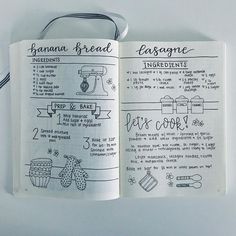 an open notebook with handwritten instructions on it