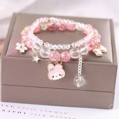 Kawaii Anime Melo Kuro Crystal Bracelet This Kawaii Anime Melo Kuro Crystal Bracelet combines cuteness and elegance with its delicate crystals. Adorn your wrist with this charming accessory and add a touch of uniqueness to any outfit. Perfect for any anime lover, this bracelet will surely be an eye-catching addition to your jewelry collection. Soft Girl Accessories, Aesthetic Bracelets, Kawaii Bracelet, Cute Pink Outfits, Sanrio Fashion, Girly Bracelets, Cute Jewellery, Crystal Bead Jewelry, Pretty Jewelry Necklaces