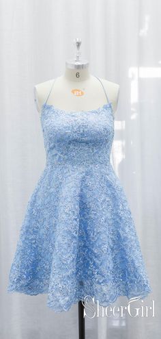 Vintage lace homecoming dresses. #lacedresses #lace #lacehomecoming #lacehomecomingdresses #skybluedresses #skybluehomecoming #skybluelace #shortprom #shortpromdresses #homecomingdresses Sky Blue Dress, Short Homecoming Dresses, Lace Homecoming Dresses, Lace Short, Gold Lace, Short Prom, Homecoming Dresses Short, Prom Dresses Short, Homecoming Dress