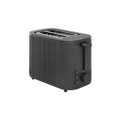 a black toaster sitting on top of a white table