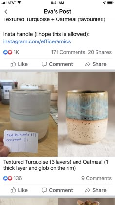 several different types of pottery sitting on top of a table