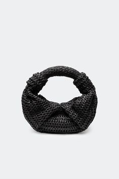 Raffia Lopsy Bag in Black Chic Black Crochet Bag With Woven Leather, Black Crochet Bag With Woven Leather, Black Crochet Bag With Woven Leather For Everyday Use, Black Luxury Crochet Bag With Braided Handles, Luxury Black Crochet Bag With Braided Handles, Luxury Black Crochet Top Handle Bag, Luxury Black Crochet Bag With Top Handle, Black Top Handle Bag With Braided Handles, Evening Woven Leather Shoulder Bag