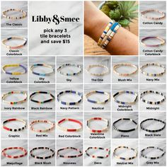 Stretch Tile Bracelets | Handmade by Libby & Smee Neutral Bracelet, Tila Bead Bracelets, Tile Bracelets, Tila Bracelets, Three Strand Bracelet, Tile Bracelet, Midnight Red, Felted Projects, Gold Tile