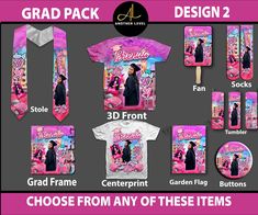 graduation party package with pink and black design