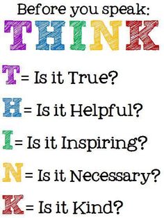 a facebook page with the words think before you speak and then, it's true?