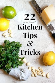 lemons, parsley, cashews and other ingredients on a counter top