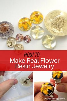 how to make real flower resin jewelry - step by step instructions for making flowers with resin