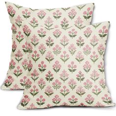 two pillows with pink flowers on them