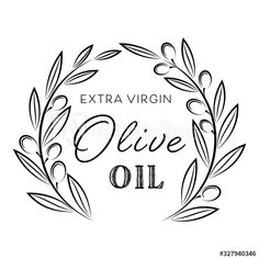 an olive oil label with the words extra virgin olive oil in black on a white background