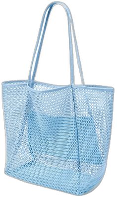 Casual Light Blue Tote Bag, Casual Tote Beach Bag For Shopping, Daily Use Beach Season Shoulder Bag, Light Blue Casual Shoulder Bag For Shopping, Lightweight Blue Beach Bag, Large Blue Beach Bag For Travel, Casual Light Blue Shoulder Bag For Shopping, Lightweight Casual Shoulder Beach Bag, Large Capacity Beachy Beach Bag For Daily Use