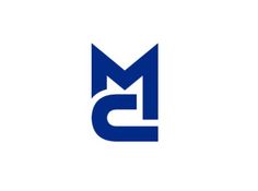 the letter m is made up of two letters, one blue and one white with an arrow