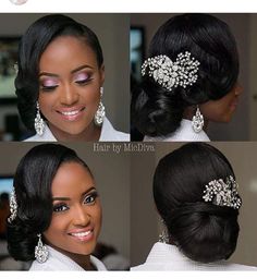 Black Brides Hairstyles, Bride Hairstyles Updo, Black Wedding Hairstyles, Black Brides, Wedding Presents, Hairdo Wedding, Bridal Hair Inspiration, Wedding Hair Styles, Braut Make-up