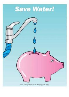 a pink pig that is under a faucet with water coming out of it