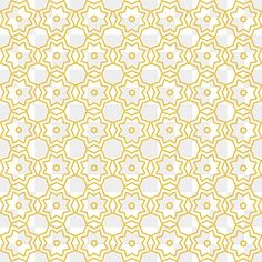 an abstract yellow and white pattern with small stars on the bottom, as well as smaller squares