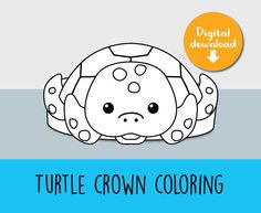 Create your own Turtle crown!  Colour, print, cut and glue your crown together. It will fit kid's head and also adult's head. Great for your party, birthday or craft activities! File will be as printable PDF. Perfect for printing on letter size or A4 paper. I recommend to use card stock, but you can also use standard paper. Turtle Headband, Kids Quilt Patterns, Kid Quilts Patterns, Kawaii Turtle, Mask Photo, Paper Crown, Cut And Glue, Ocean Party, Kids Head