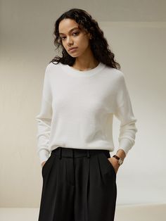 Soft with delicately refined touch, this dropped shoulder, 100% ultra fine merino wool crewneck sweater effortlessly transitions from loungewear to outerwear, making it fit for any type of activity or scene. Silk Duvet Cover, Silk Pajamas Women, Silk Bedding Set, Camisole Set, Striped Midi Skirt, Silk Knit, Knitwear Fashion, Silk Charmeuse, Knitwear Design