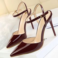 Summer Sandals Heels, Hak Tinggi, High Heel Dress, Basic Heels, Red High Heels, Patent Heels, Patent Shoes, Super High Heels, Leather High Heels