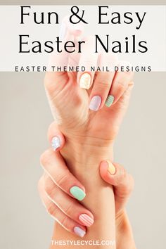 Love bunnies? These Easter bunny nails, paired with eggs and pastel shades, are perfect for a playful yet elegant spring look. Easter Bunny Nails, Cute Easter Nails, Easter Nails Easy