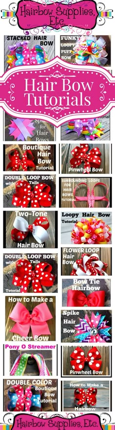 the instructions for how to make a hair bow with ribbon and bows are shown in this video