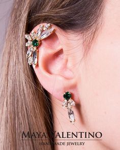 Stunning Modern ear cuff design, Ear cuff comes in 2 part to make the perfect feet on all ear shapes and sizes, great for bridal, bridesmaid, prom, special occasion and a gift for a best friend, Designed & Created by Maya Valentino With love Passion and lovely sparkling crystals from Swarovski®    Ear cuff details: Right or Left variation means two similar studs + Clip on ear climber for the chosen side. Pair means two ear cuffs & 2 studs for both ears Stud Dimensions: 2.3 cm x 0.9 cm Ear Cuff Dimensions: 3.3 cm x 1.8 cm 🔴 Basic customize variations available in variations drop-down menu. 🔴 Bulk order & Whole Sale discount available, please contact via Etsy conversation.  🔴 Custom orders Available, please contact via Etsy conversation. 🔴 People Without Pierced Ears or sensitive ears, P Ear Shapes, Unique Ear Cuffs, Climbing Earrings, Cuff Design, Ear Climber, A Best Friend, Ear Climbers, Jewelry Model, Ear Cuffs