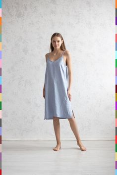 Linen Dress. Summer Dress. Linen Dresses. Sleeveless Dress. Blue Linen Dress. Simply Linen Dresses. Tunica Dresses. Slip Dress. Linen Slip Dresses. Light Blue Dresses. Bestseller Dress. Plain Dress. Plain Linen Clothes. #LinenDress #SummerDress #LinenDresses #SleevelessDress #BlueLinenDress #SimplyLinenDresses #TunicaDresses #SlipDress #LinenSlipDresses #LightBlueDresses #BestsellerDress #PlainDress #PlainLinenClothes Light Blue Relaxed Fit Dress For Summer, Spring Blue Linen Dress For Daywear, Blue Cotton Sleep Dress, Cotton V-neck Sleep Dress, Blue Summer Sleep Dress, Blue Spring Sleep Dress, Blue Sleeveless Lounge Dress, Light Blue Sleeveless Sleep Dress, Casual Knee-length Sleep Dress