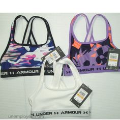 This Is For 3 Youth Girls Under Armour Sports Bra's Brand New With Tags $70.00 Size: Ysm Fitted 1 Black, Pink, Navy 1 Purple, Navy, Orange 1 White, Grey, Black 86% Polyester 14% Elastane Kw Nwt Youth S Sm Small Kids Children Pre Teen 8 10 Cross Back Crisscross Straps Casual Purple Racerback Sports Bra, Casual Purple Sports Bra For Gym, Casual Purple Sports Bra With Moisture-wicking, Casual Purple Moisture-wicking Sports Bra, Casual Multicolor Moisture-wicking Sports Bra, Casual Multicolor Sports Bra, Under Armour Clothes, Under Armour Outfits, Small Kids