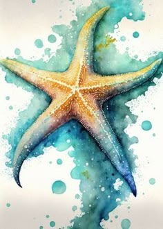 a painting of a starfish in watercolor