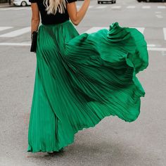 F00180572-303 Color Block Fashion, High Waist Jumpsuit, Colour Blocking Fashion, Slim Jumpsuit, Bohemian Skirt, High Waist Skirt, Hem Skirt, Waist Line, Green Skirt