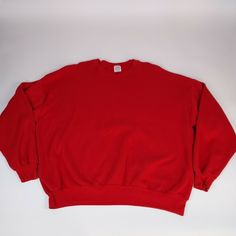 Vtg Jerzees Blank Sweatshirt Mens 3X Red Crewneck Plain Pullover USA 90s.  Great vintage sweatshirt in good shape! Red Oversized Crew Neck Sweater, Red Oversized Crew Top, Red Crew Neck Sweater With Ribbed Cuffs, Red Oversized Crew Sweatshirt, Oversized Red Crew Neck Sweatshirt, Oversized Red Crew Neck Top, Red Oversized Crew Neck Sweatshirt, Red Oversized 90s Tops, Oversized 90s Red Top