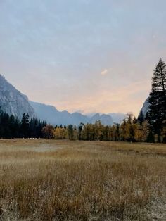 an empty field with mountains in the background