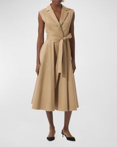 Carolina Herrera trench dress with self belt    Notch lapels; button front    Sleeveless    Side slip pockets    Midi length    Fit and flare silhouette    Cotton/elastane    Made in Italy Sleeveless Wrap Dress, Trench Dress, Belted Midi Dress, Dress Crafts, Midi Shirt Dress, Ladies Dress Design, Carolina Herrera, Nordstrom Dresses, Stretch Cotton