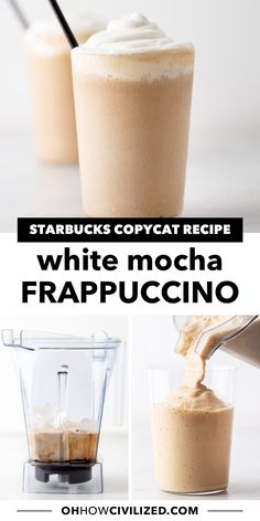 white mocha frappuccino in a blender