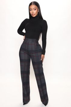 Available In Navy/combo. Plaid Wide Leg Pants Button Detail Ponte Stretch 33" Inseam 44% Rayon 27% Nylon 24% Polyester 5% Spandex Imported | Feeling Preppy Wide Leg Pant 33 in Navy Blue size Medium by Fashion Nova Plaid Wide Leg Pants, Fashion Week Aesthetic, Job Interview Outfit, Cute Professional Outfits, High Waisted Dress Pants, Corporate Dress, Waisted Dress, Looks Country, Fashion Nova Outfits