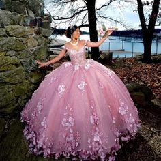 Pink Elegant Quinceanrra Dresses A-Line Off-Shoulder Appliques 3D Flower Gowns.  "This pin contains affiliate links, which means I may earn a commission at no cost to you extra for you". 
 #affiliate #advertising" Quinceanera Dresses 2023, Sweet Sixteen Dress, 2023 Ball Gown, Flower Gown, Sweet Sixteen Dresses, Pink Quince, 15 Dresses Quinceanera, Vestidos Color Rosa, Pink Ball Gown