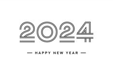 happy new year's card with the number twenty and four in black on a white background