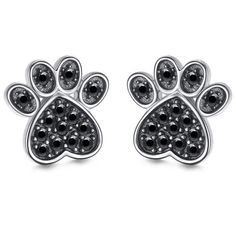 Fine 925 Solid Sterling Silver Little Paw Earrings Feature Round-Cut Black Simulated Diamonds That Beautifully Shimmer In A Pave Setting. Nwot. Makes A Beautiful Gift! Measurements Are Approximate. Anniversary White Gold Earrings With Black Diamonds, Black Sterling Silver Fine Jewelry Earrings, Sterling Silver Earrings With Black Diamonds For Anniversary, Sterling Silver Jewelry With Black Diamonds For Anniversary, Nickel Free Black Earrings For Anniversary, Nickel-free Black Earrings For Anniversary, Sterling Silver Earrings With Black Diamonds, Dog Paw Pendant, Paw Earrings