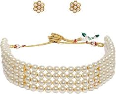 Enhance your traditional look with the Gold Tone Ethnic Multistrand Pearls Choker Necklace & Earring Set for Women. This elegant set is perfect for weddings, parties, and special occasions, offering a blend of tradition and modern style. It also makes an ideal gift for any cultural celebration. Adjustable Temple Jewelry Sets For Festive Occasions, Festive Adjustable Temple Jewelry Sets, Festive Temple Jewelry Sets, Adjustable Round Jewelry Sets For Festivals, Traditional Adjustable Jewelry Sets For Festive Occasions, Traditional Beaded Jewelry Sets, Adjustable Round Jewelry Sets For Festive Occasions, Adjustable Festive Jewelry Sets, Adjustable Festive Jewelry Sets For Celebrations