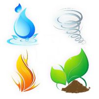 four different logos with leaves and water