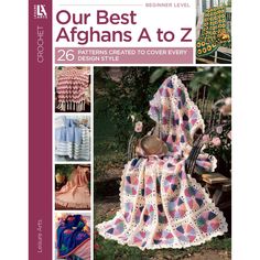 the book is titled our best afghans to z, with pictures of crocheted blankets