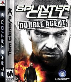 the coverart for splinterer cell double agent, with an image of a man standing in