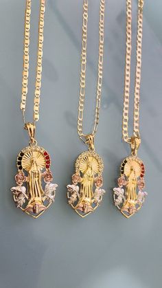 Mexico Jewelry, Gold Mexican Jewelry, St Jude Necklace, Big Pendant Necklace, Latina Jewelry, Xoxo Jewelry, Virgin Mary Necklace, Pendant Necklace Simple, Princess Jewelry