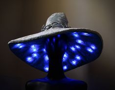 Handmade blue velvet hat with built-in LEDs. Sea Witch Hat, Snow Witch, Pagan Aesthetic, Blue Halloween, Wizard Costume, Roleplay Ideas, Fantasy Wizard, Blue Velvet Fabric, Character Clothes