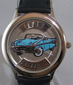 Fossil 1957 Chevy Watch Relic Chevrolet Car Wristwatch in Wood Box Vintage Blue Watch With Metal Dial, Blue Vintage Watch With Metal Dial, Retro Silver Watch Accessories With Subdials, Silver Retro Watch Accessories With Subdials, Vintage Blue Watch With Subdials, Vintage Blue Watch Accessories With Subdials, Retro Silver Watch With Analog Display, Silver Analog Display Watch For Collectors, Silver Analog Display Watches For Collectors