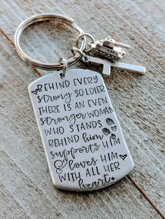 a keychain with the words behind it