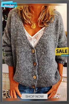 Casual Cotton-blend V Neck Cardigan-outerwear Casual V-neck Soft Knit Sweater Coat, Gray V-neck Outerwear With Pockets, Gray Knitted V-neck Outerwear, Cozy Gray V-neck Outerwear, Trendy Outerwear With Pockets And V-neck, Trendy Solid V-neck Sweater Coat, Casual Button-up Soft Knit Sweater, Button-up Winter Sweater, Winter Button-up Solid Color Sweater