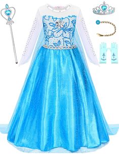 PRICES MAY VARY. High Quality Fabric: Avady Princess Dress made of polyester and cotton lining, which is soft, skin-friendly breathable & comfortable Non-itchy and comfortable fabric. Design: Princess dress is decorated with beautiful sequins and has a shining long cape, let your little princess looks very noble. Your little princess will love our princess dress up clothese. Occasions: Princess costume for girls is suitable for Halloween, Christmas(Xmas), birthdays, pageants, festival, cosplay, Elsa Costume Kids, Elsa Dresses, Girls Princess Dresses, Princess Costumes For Girls, Princess Dresses For Girls, Rich Accessories, Blue Princess Dress, Princess Elsa Dress, Birthday Party Halloween